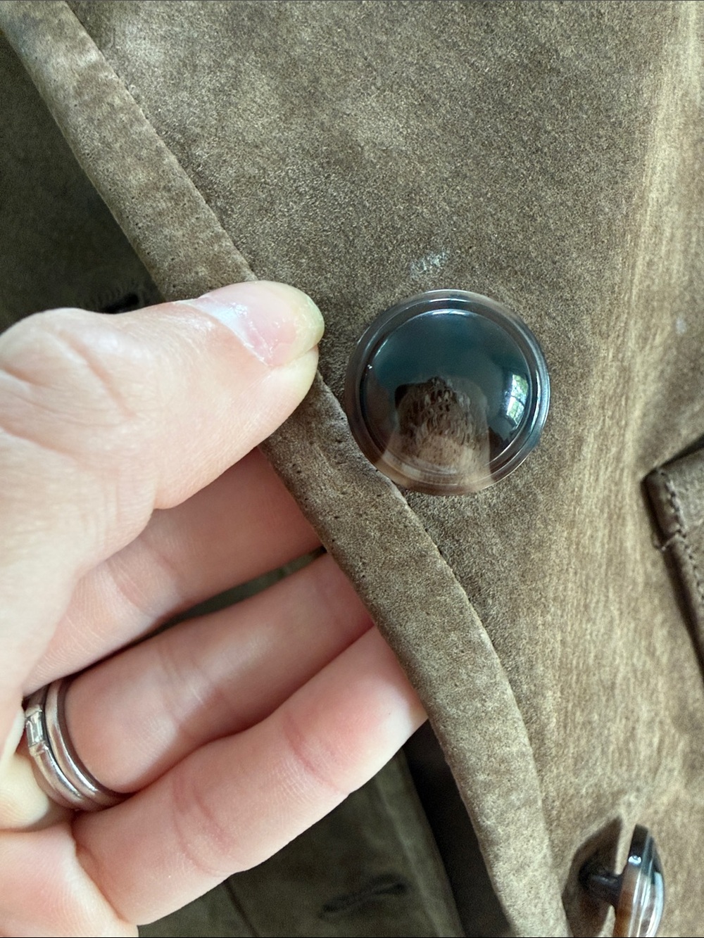 Brown Benly Heartloom Genuine Suede Button-Front Jacket S - Picture 6 of 7